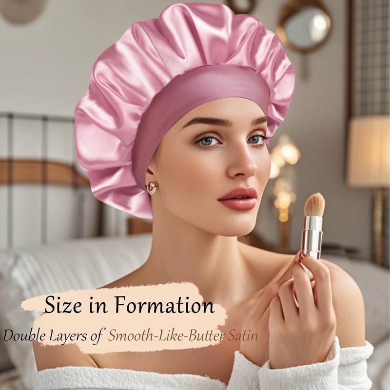 Doitory Store Satin Silk Bonnet for Sleeping, Soft Satin Lined Hair Bonnet for Women, Double Layer Sleep Nightcap - Image 4